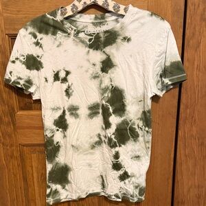 Prince Peter Collection/ Free People White and Green Tie-Dye T-Shirt